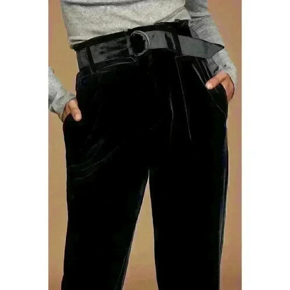 NEW! Neon Blonde Women's 30 Roxy Black Velvet Paperbag Waist Pants MSRP $159 - Picture 3 of 5